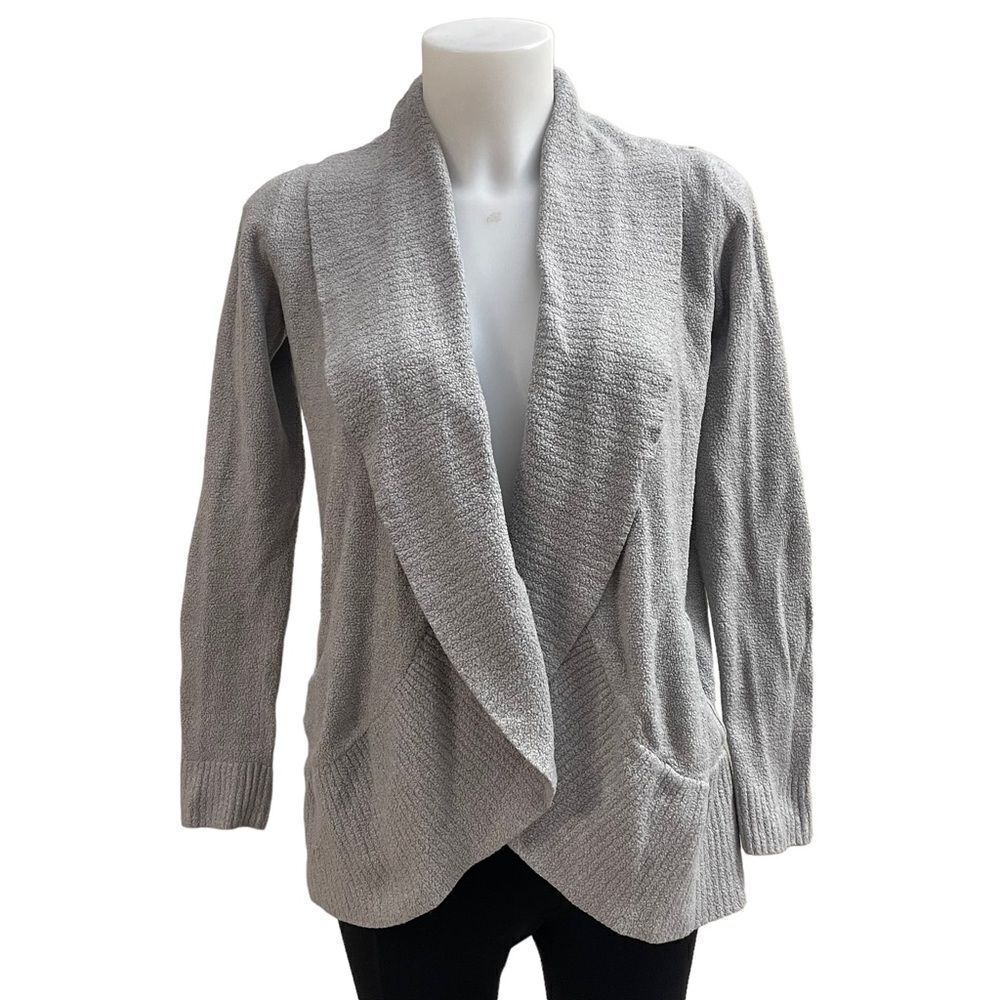 BAREFOOT DREAMS COZY CHIC LITE gray knit‎ open front cardigan sz XS / Small